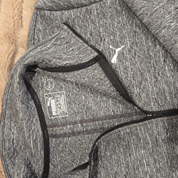 Puma Nocturnal Womens Sz Large 3/4 zip Training Sweater Jacket Grey Thumb Hole - Picture 4 of 5